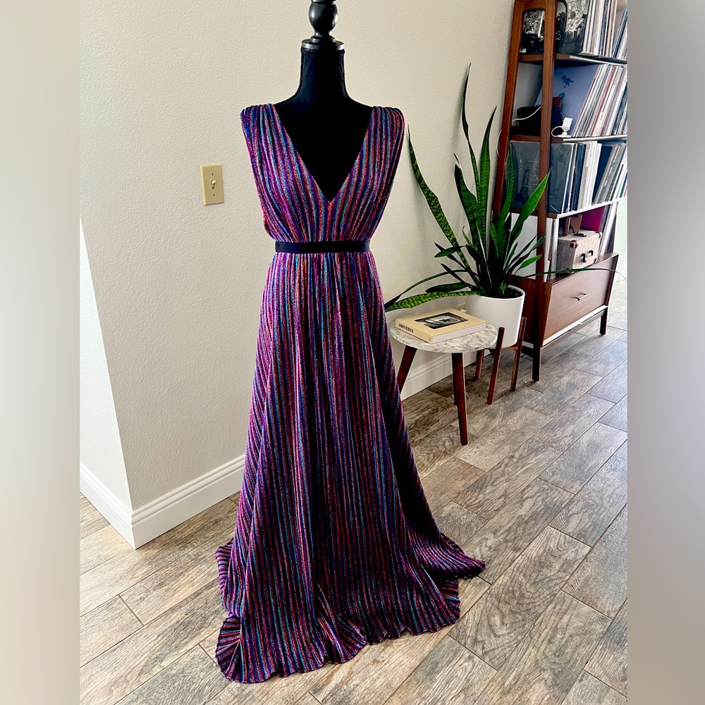 BCBG Metallic Stretch Maxi Dress